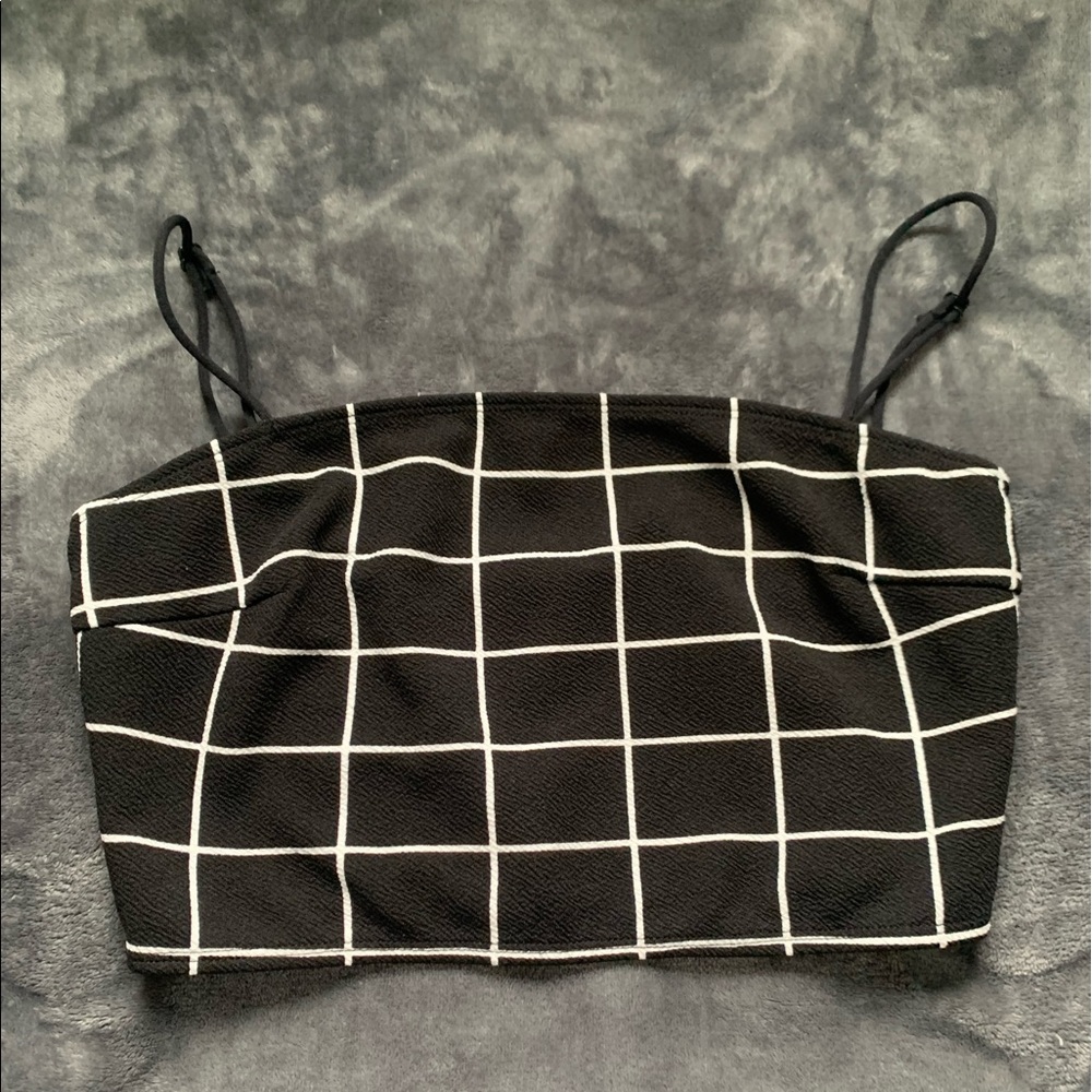 Grid Print Crop Top